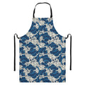 Japanese Ocean Wave Pattern Print Bib Apron With Pocket