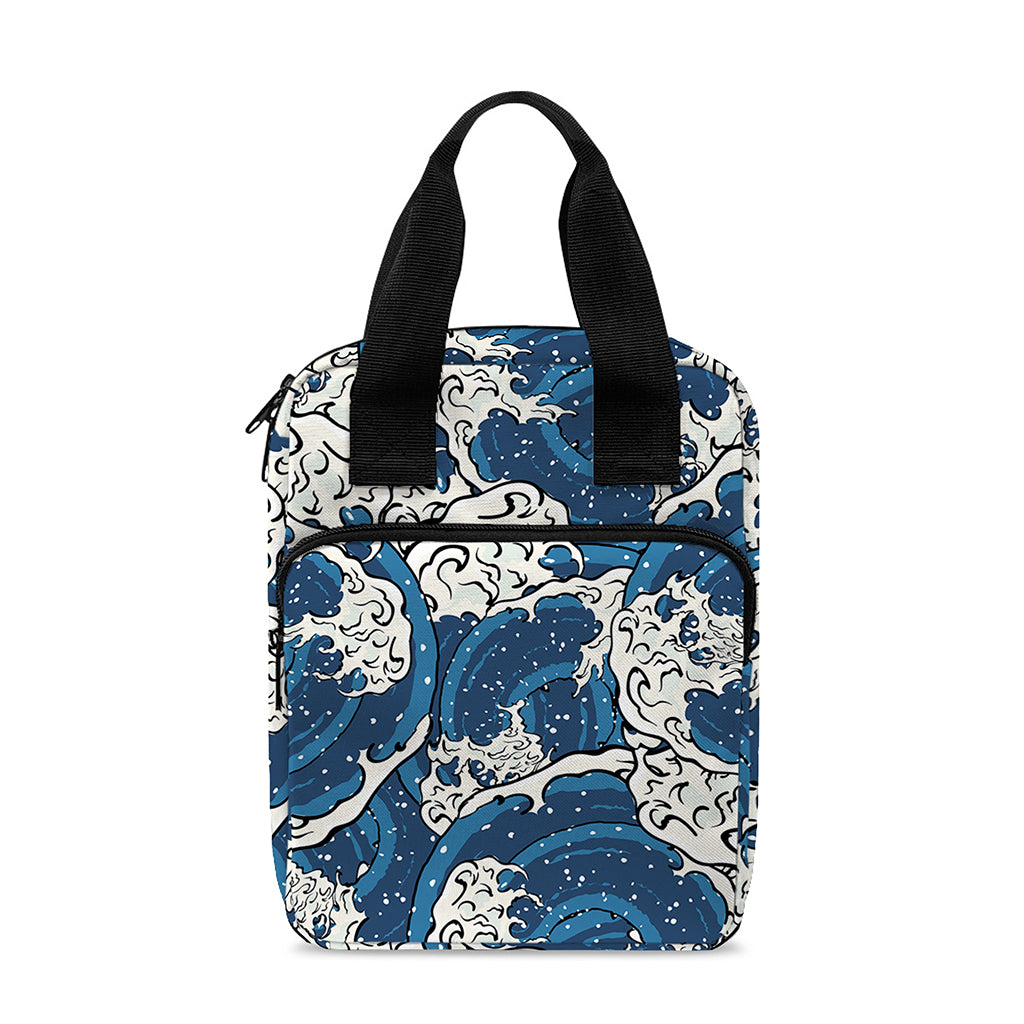 Japanese Ocean Wave Pattern Print Bible Tote Bag