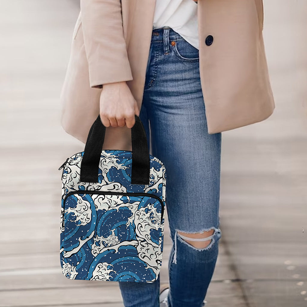 Japanese Ocean Wave Pattern Print Bible Tote Bag