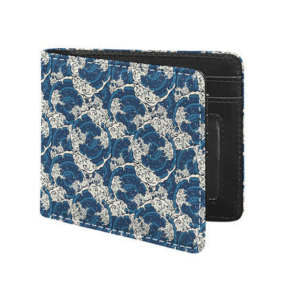 Japanese Ocean Wave Pattern Print Bifold Wallet