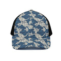 Japanese Ocean Wave Pattern Print Black Mesh Trucker Hat