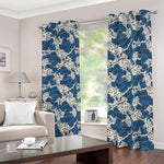 Japanese Ocean Wave Pattern Print Blackout Grommet Curtains