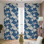 Japanese Ocean Wave Pattern Print Blackout Pencil Pleat Curtains