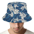 Japanese Ocean Wave Pattern Print Bucket Hat
