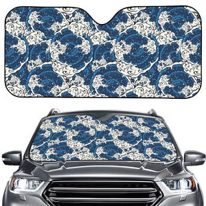 Japanese Ocean Wave Pattern Print Car Windshield Sun Shade