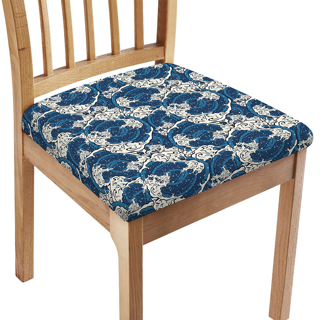 Japanese Ocean Wave Pattern Print Chair Cushion Cover