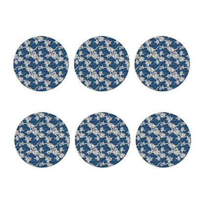Japanese Ocean Wave Pattern Print Coaster Set