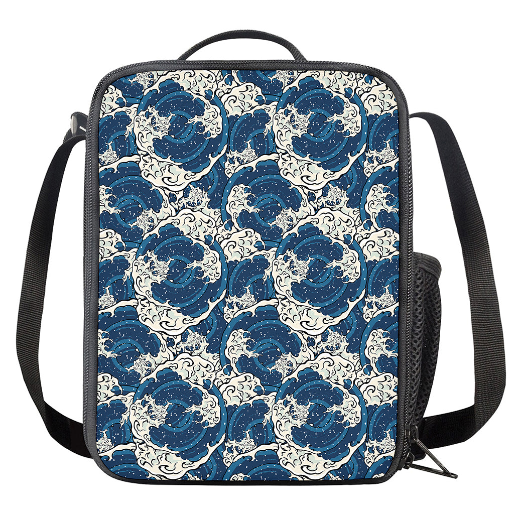 Japanese Ocean Wave Pattern Print Crossbody Lunch Bag