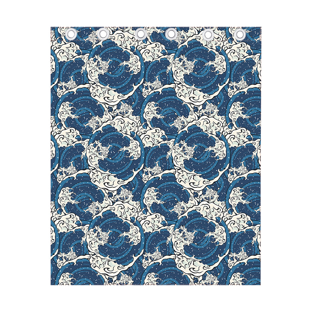 Japanese Ocean Wave Pattern Print Curtain