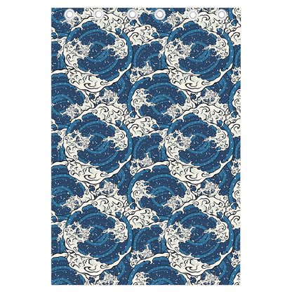 Japanese Ocean Wave Pattern Print Curtain