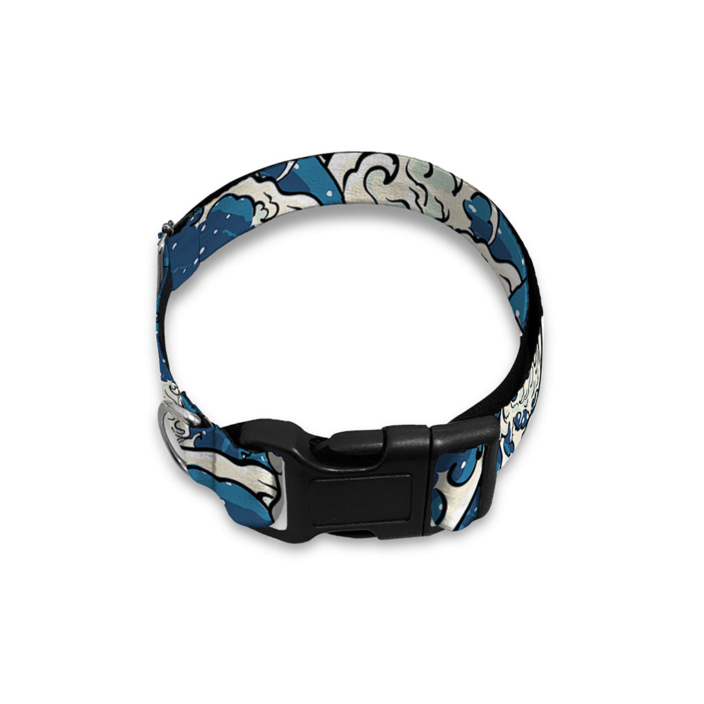 Japanese Ocean Wave Pattern Print Dog Collar
