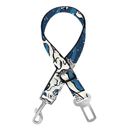 Japanese Ocean Wave Pattern Print Dog Seat Belt