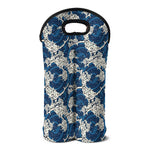 Japanese Ocean Wave Pattern Print Double Neoprene Wine Tote