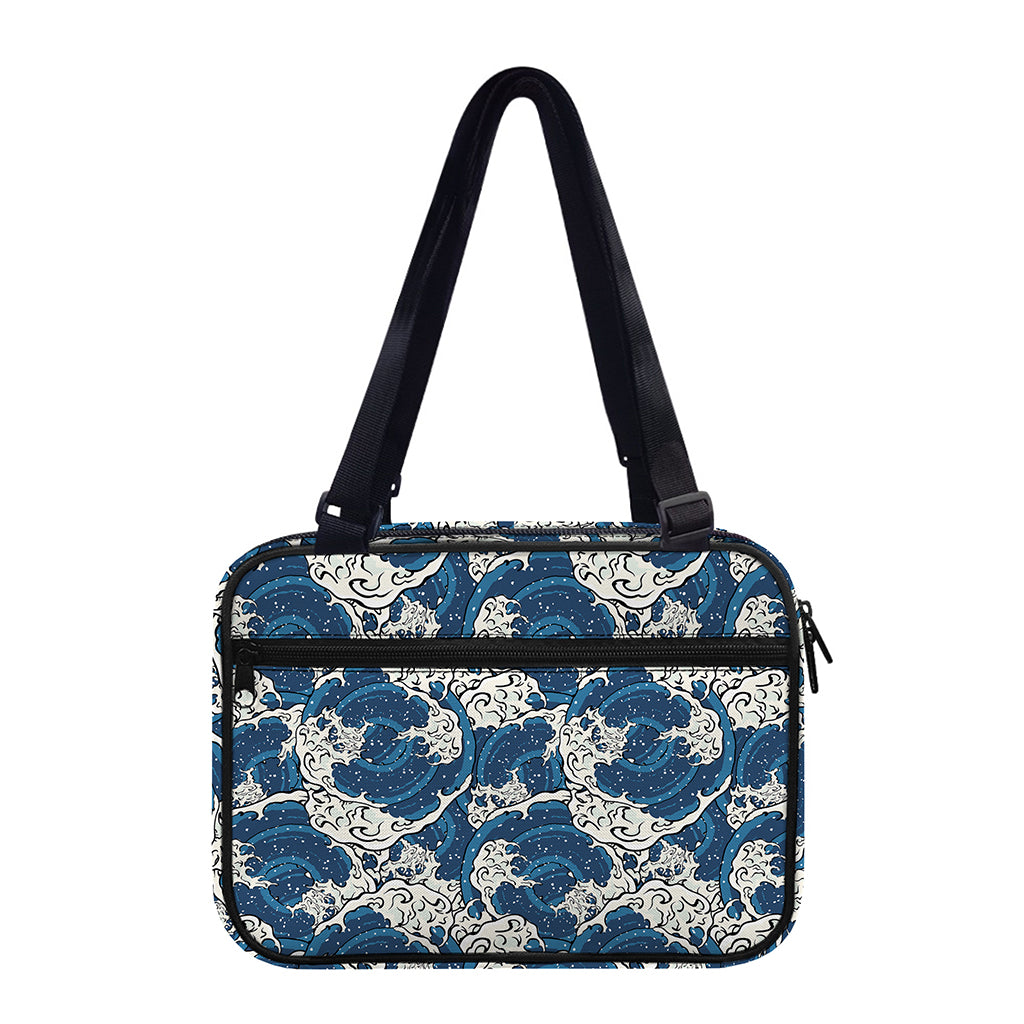 Japanese Ocean Wave Pattern Print Double Strap Bible Bag