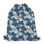 Japanese Ocean Wave Pattern Print Drawstring Bag