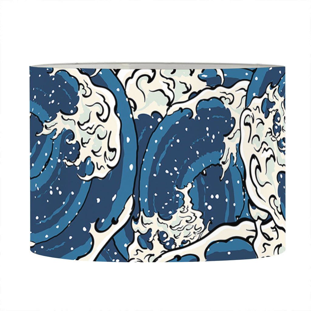 Japanese Ocean Wave Pattern Print Drum Lamp Shade