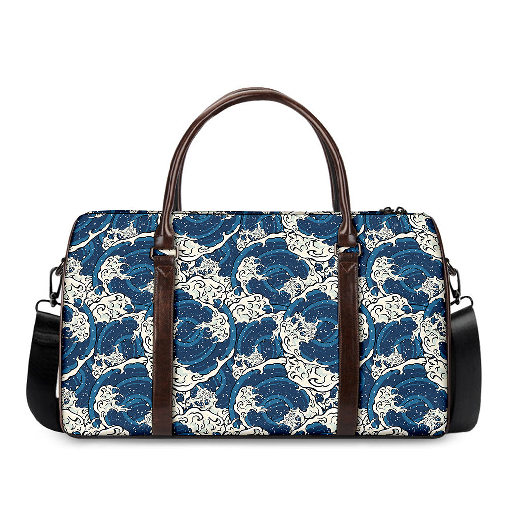 Japanese Ocean Wave Pattern Print Duffle Bag