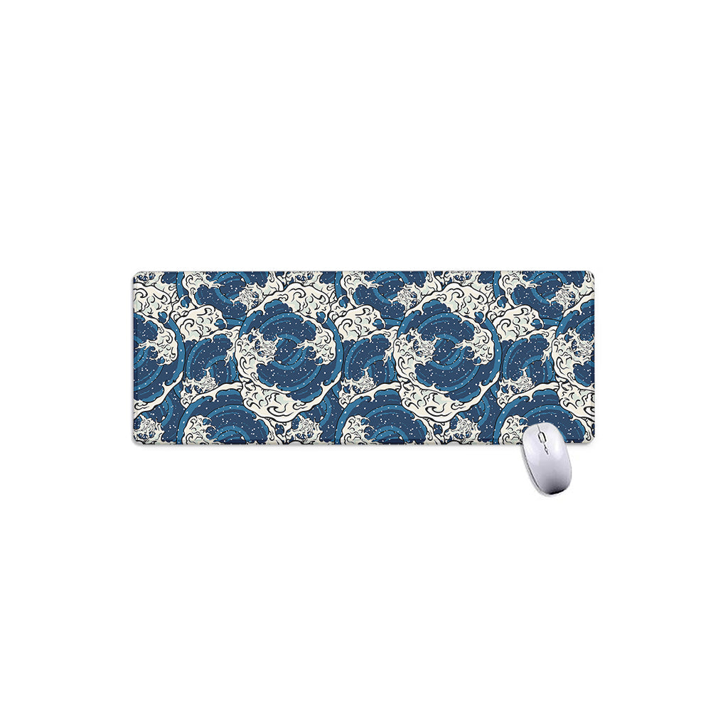 Japanese Ocean Wave Pattern Print Extended Mouse Pad