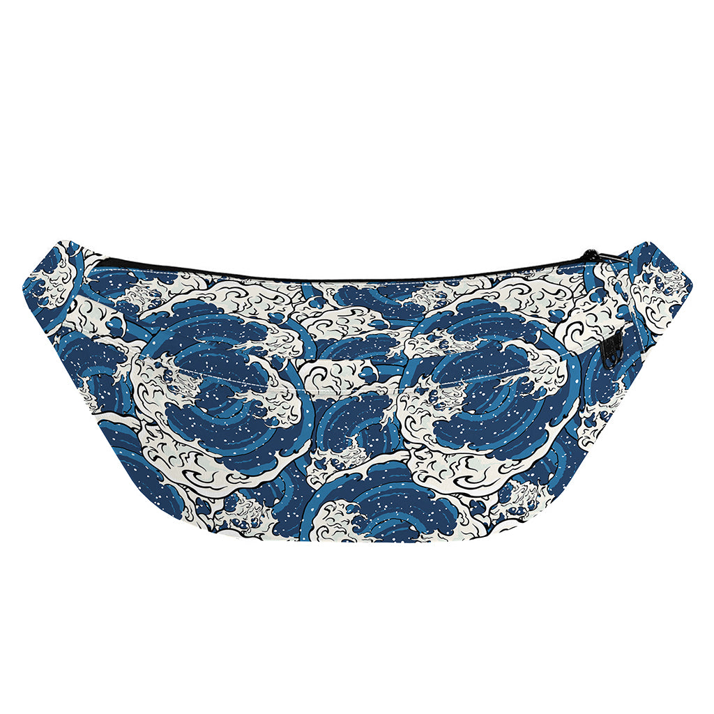 Japanese Ocean Wave Pattern Print Fanny Pack