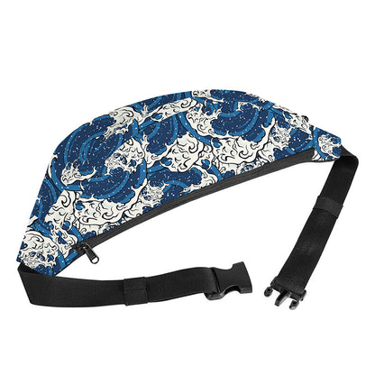 Japanese Ocean Wave Pattern Print Fanny Pack