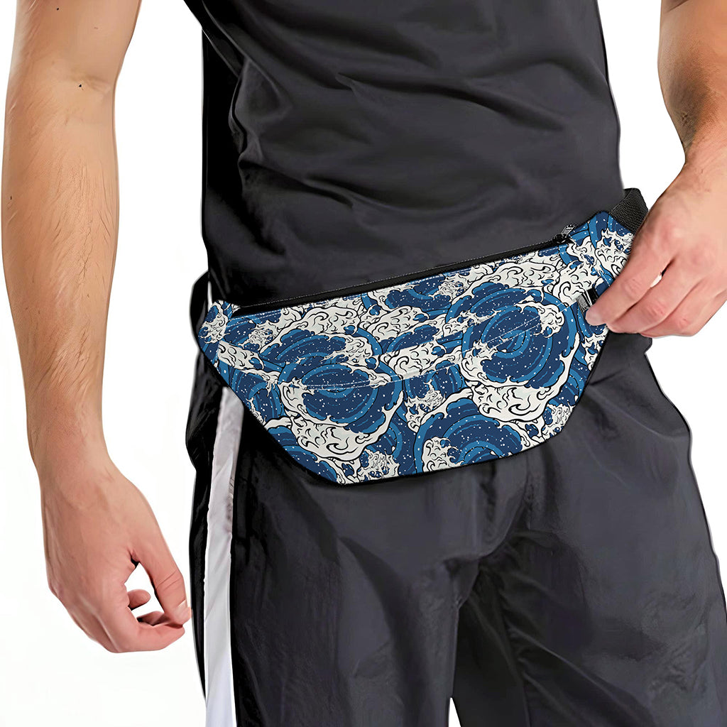 Japanese Ocean Wave Pattern Print Fanny Pack