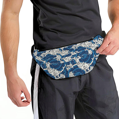 Japanese Ocean Wave Pattern Print Fanny Pack