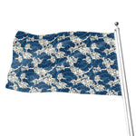 Japanese Ocean Wave Pattern Print Flag