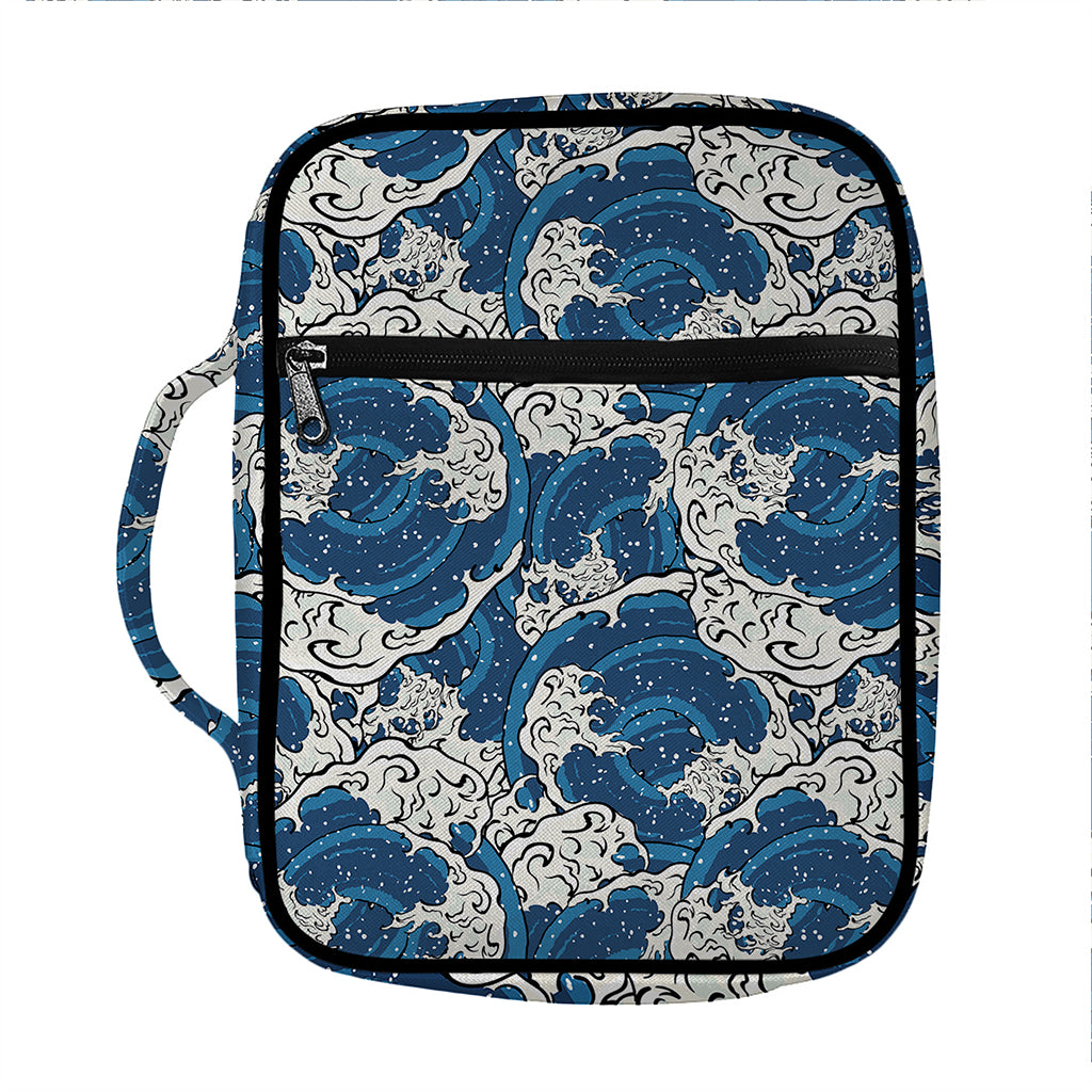 Japanese Ocean Wave Pattern Print Front Pocket Bible Bag