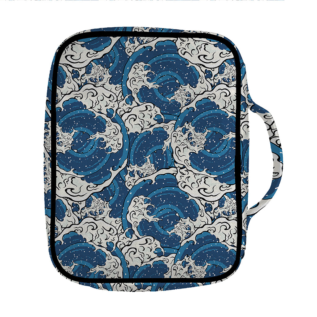 Japanese Ocean Wave Pattern Print Front Pocket Bible Bag