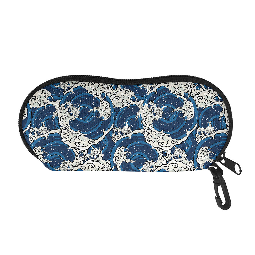 Japanese Ocean Wave Pattern Print Glasses Case