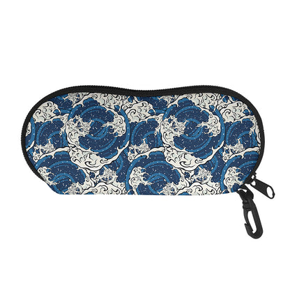 Japanese Ocean Wave Pattern Print Glasses Case