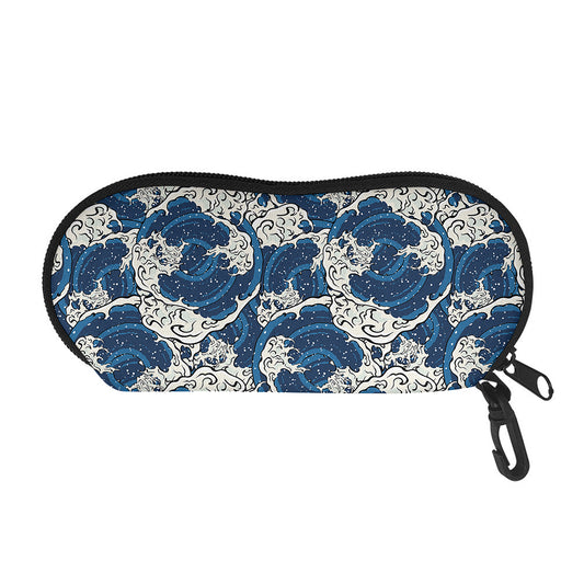 Japanese Ocean Wave Pattern Print Glasses Case