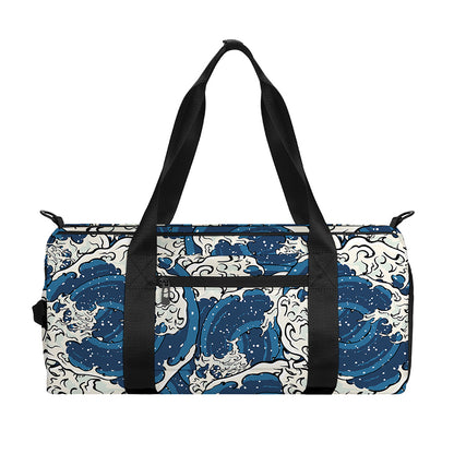 Japanese Ocean Wave Pattern Print Gym Bag