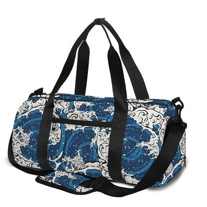Japanese Ocean Wave Pattern Print Gym Bag