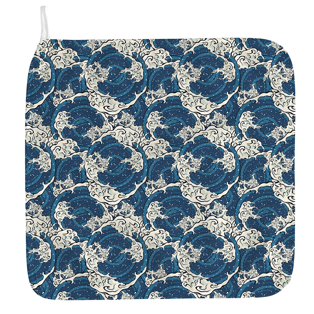 Japanese Ocean Wave Pattern Print Hand Towel