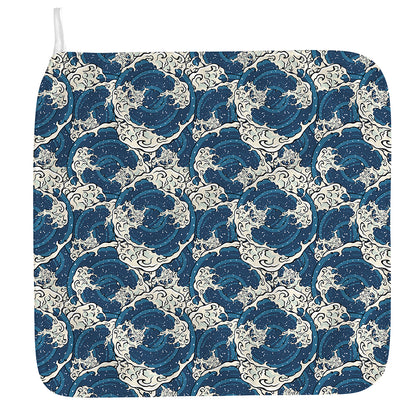 Japanese Ocean Wave Pattern Print Hand Towel