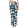 Japanese Ocean Wave Pattern Print High Slit Maxi Skirt