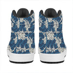 Japanese Ocean Wave Pattern Print High Top Leather Sneakers