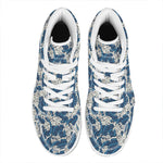 Japanese Ocean Wave Pattern Print High Top Leather Sneakers