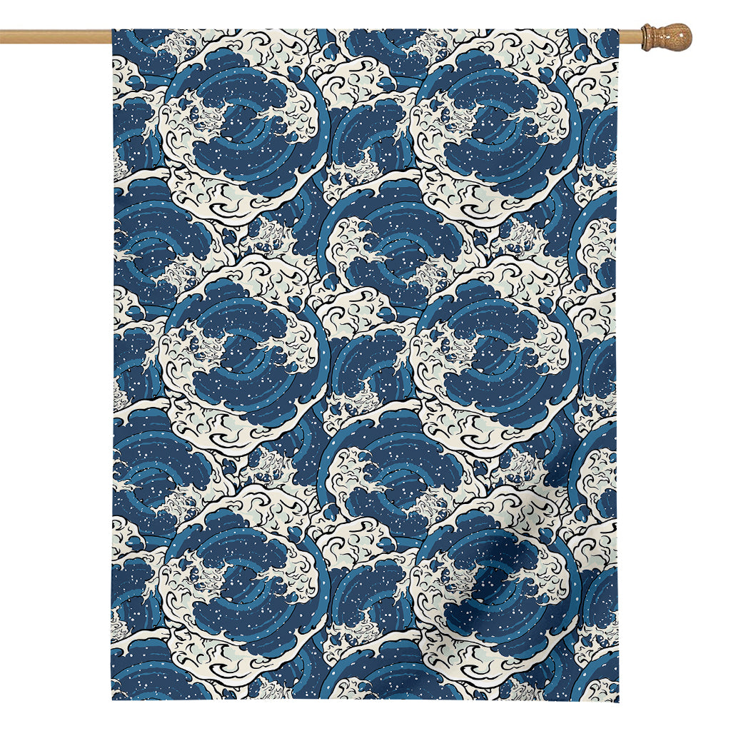 Japanese Ocean Wave Pattern Print House Flag