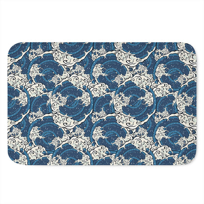 Japanese Ocean Wave Pattern Print Indoor Door Mat