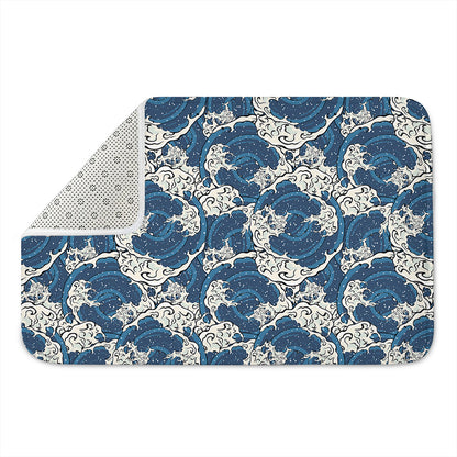 Japanese Ocean Wave Pattern Print Indoor Door Mat