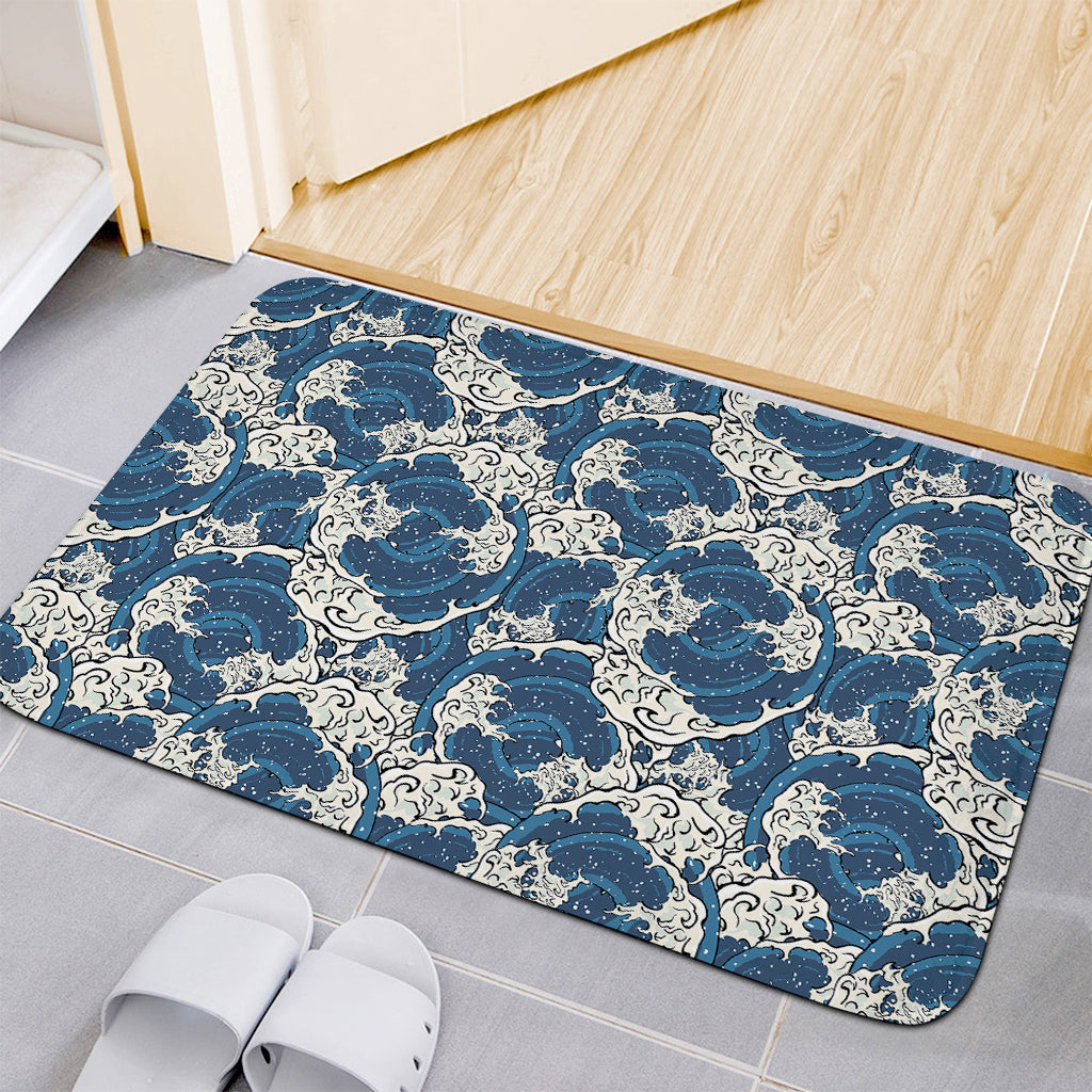 Japanese Ocean Wave Pattern Print Indoor Door Mat