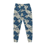 Japanese Ocean Wave Pattern Print Jogger Pants