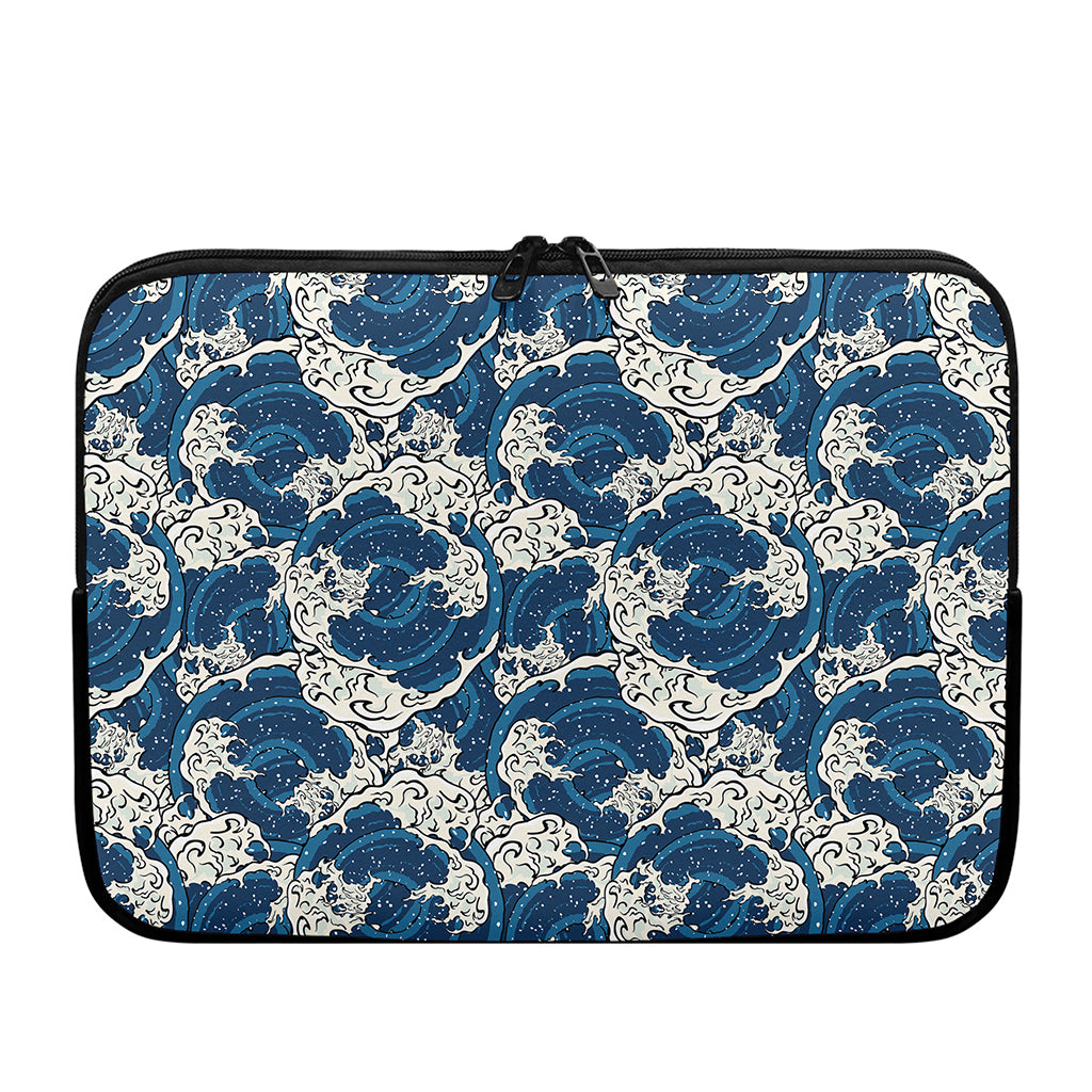 Japanese Ocean Wave Pattern Print Laptop Sleeve