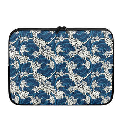 Japanese Ocean Wave Pattern Print Laptop Sleeve