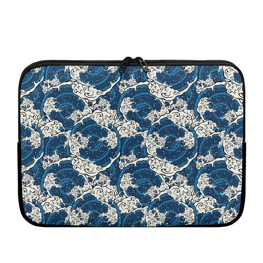 Japanese Ocean Wave Pattern Print Laptop Sleeve