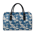 Japanese Ocean Wave Pattern Print Leather Duffel Bag