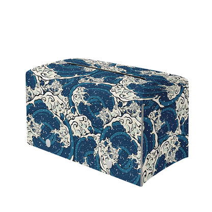 Japanese Ocean Wave Pattern Print Leather Tissue Box Cover