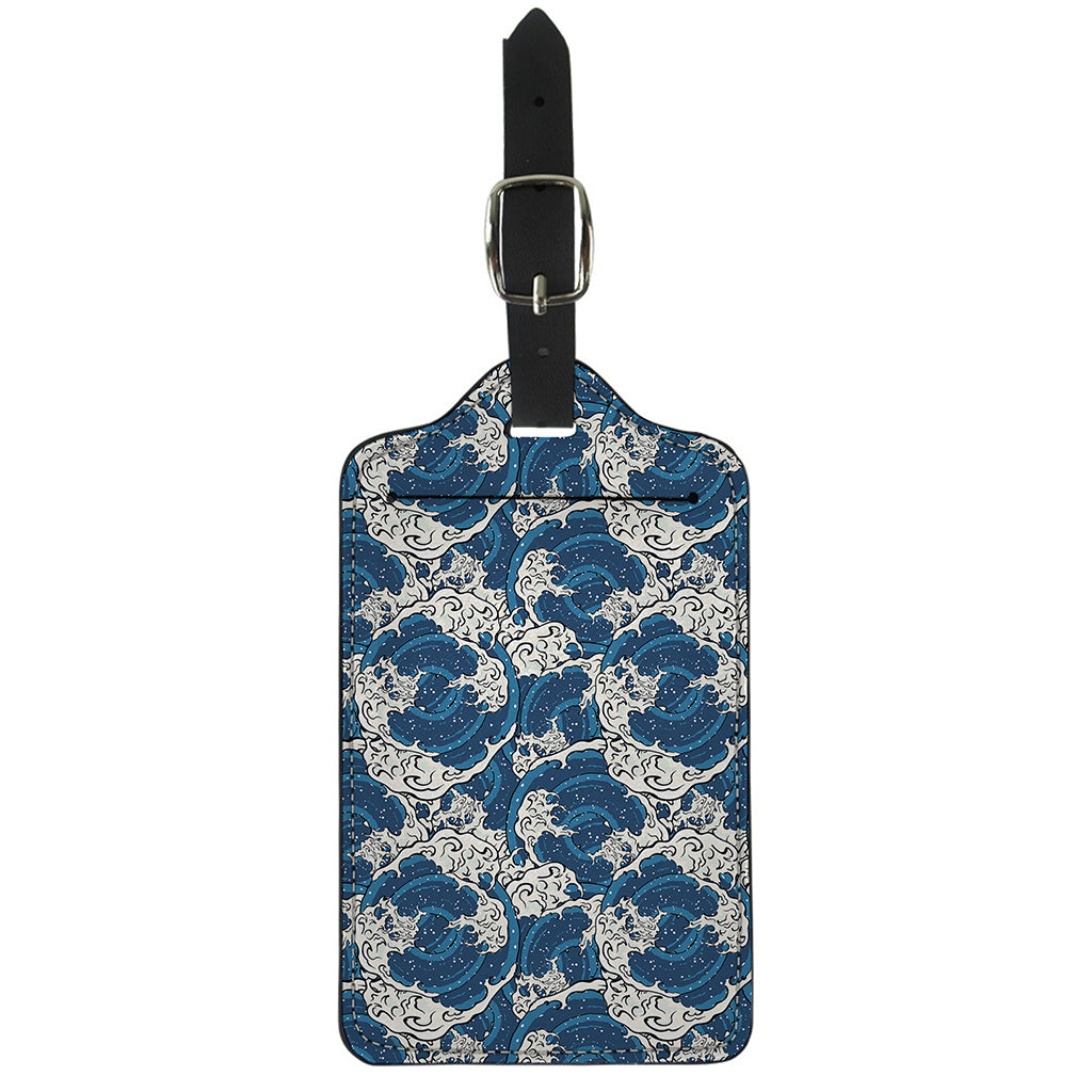 Japanese Ocean Wave Pattern Print Luggage Tag